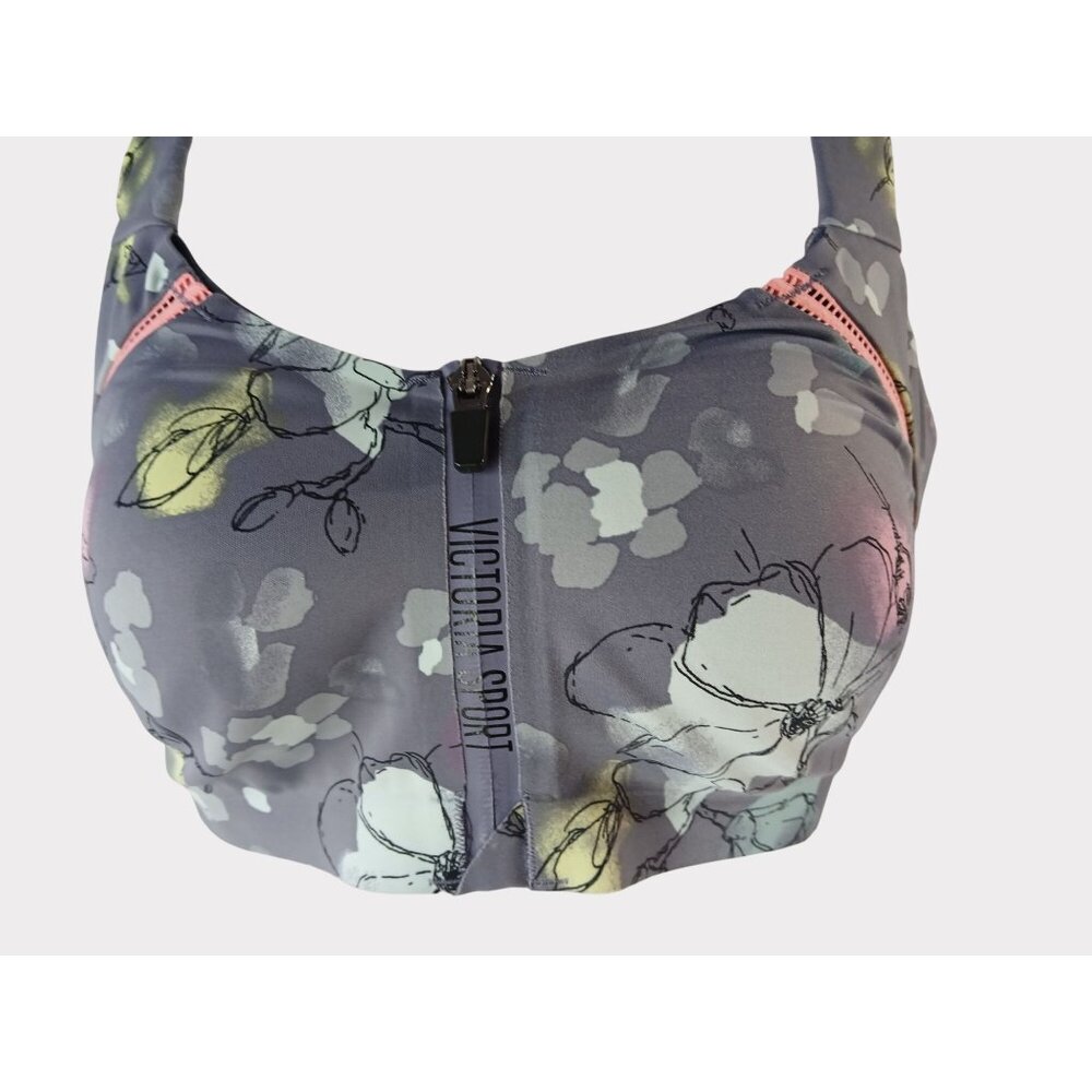Victorias Secret Sport Floral Zip Sports Bra 32DDD Incredible Knockout Ultra Max - Picture 2 of 12